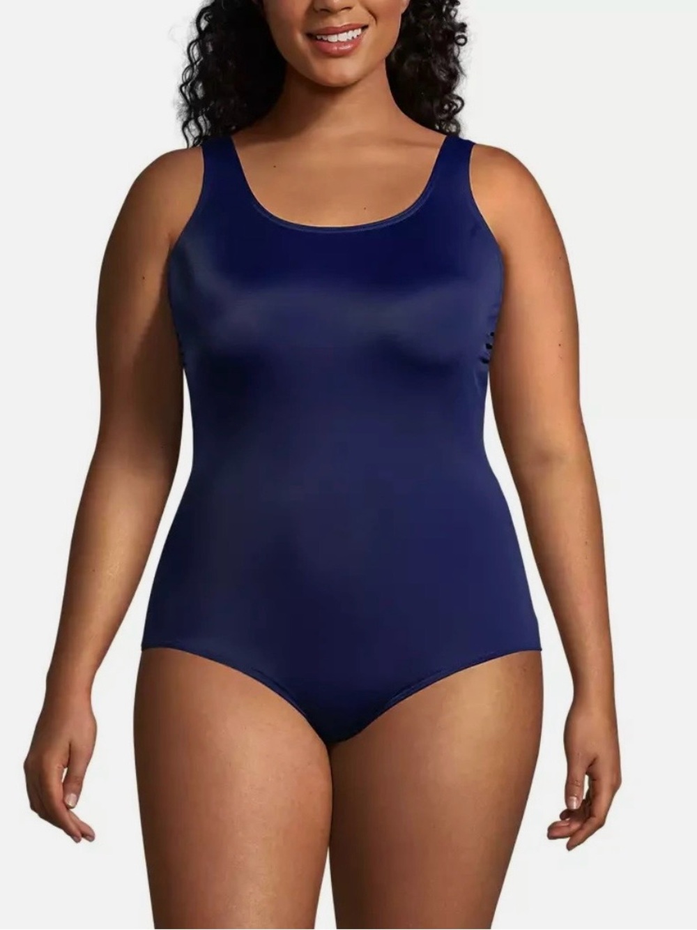 NWT Lands End Women's Plus Size Tugless Soft Cup One Piece Swimsuit, 26W Navy